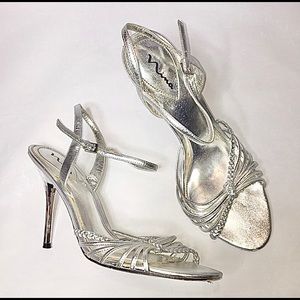 Nina Silver Strapped Mirror Stiletto Heels